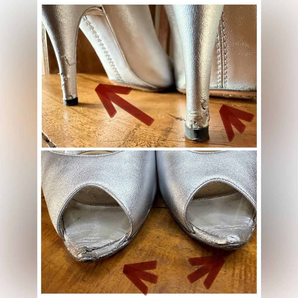 Vintage Gucci Silver Leather Slingback Heels – Size 7.5 - Picture 14 of 16